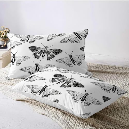 Housse de couette papillon de nuit rétro microfibre noir et blanc - 6