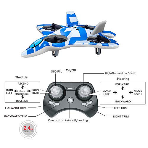 Zego F22 Remote Control Drone for Kids and Beginne, Easy to Fly and Hover, RC Quadcopter Fighter Jet with 360° Flip, LED Light Indication, 4 Blade Propellers, Upgraded 2 Batteries, Best Gift for Kids - Thumbnail 3