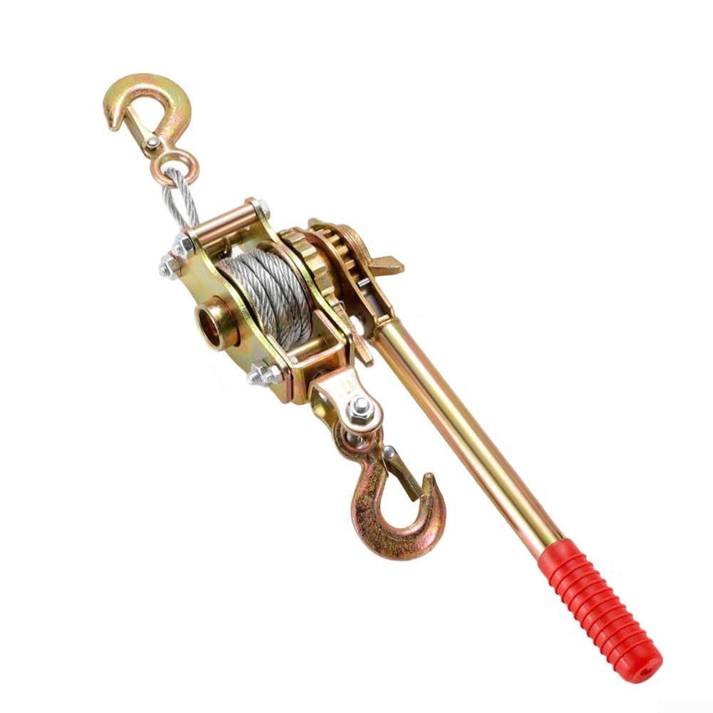 Tensor de trinquete de doble gancho, extractor de cable de acero de aleación para apretar cuerda de alambre, capacidad 1T/2T para aparejos y construcción (2T de una sola línea)