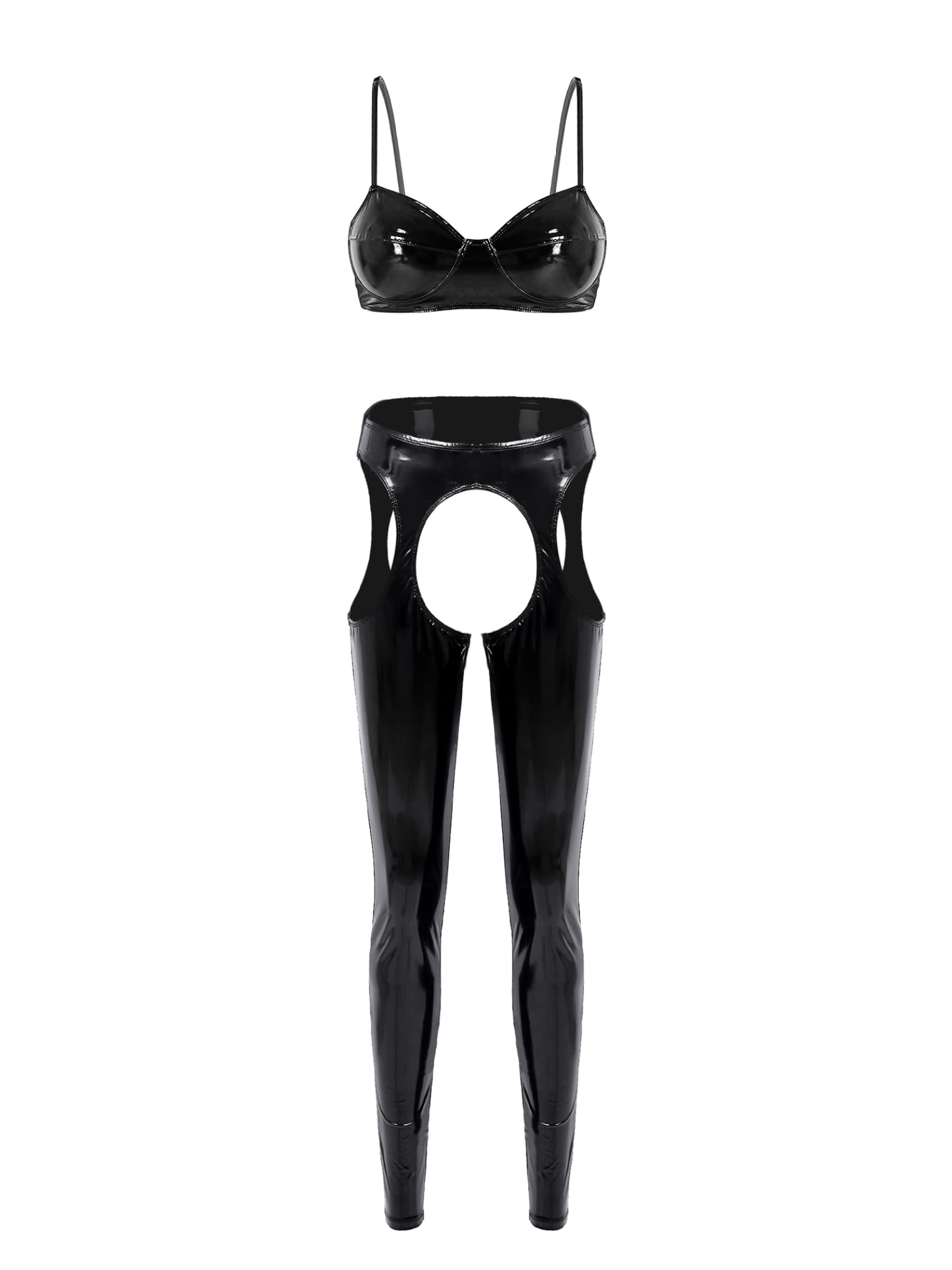 Damen Lackleder Dessous Offener Schritt Leggings Latex Bh Bustier Erotik Wetlook Unterwäsche Leder Büstenhalter Strumpfhose Set 因为德语中的 damen 在目标语言不是英语时不能翻译为