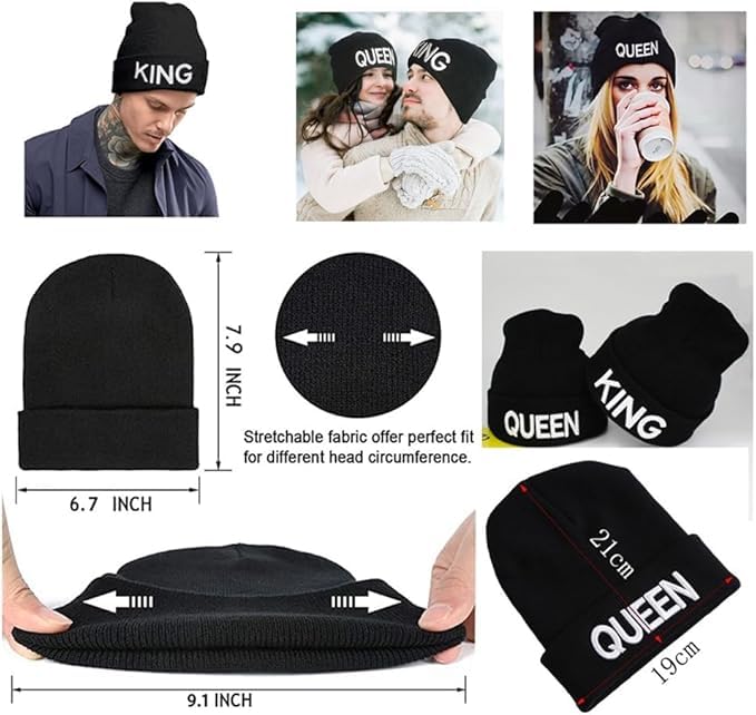 Berretto Invernale King & Queen In Maglia Per Coppie – Morbido, Traspirante E Hip Hop Per Lui E Lei