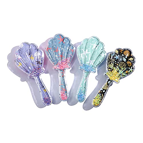 Mermaid Detangler Hair Brush, Detangling Hair Comb Christmas Shell Glitter Comb Hairbrush Massage Scalp No Pain Detangler for Dry & Wet Hair Kids Girls Woman (Purple) image 5