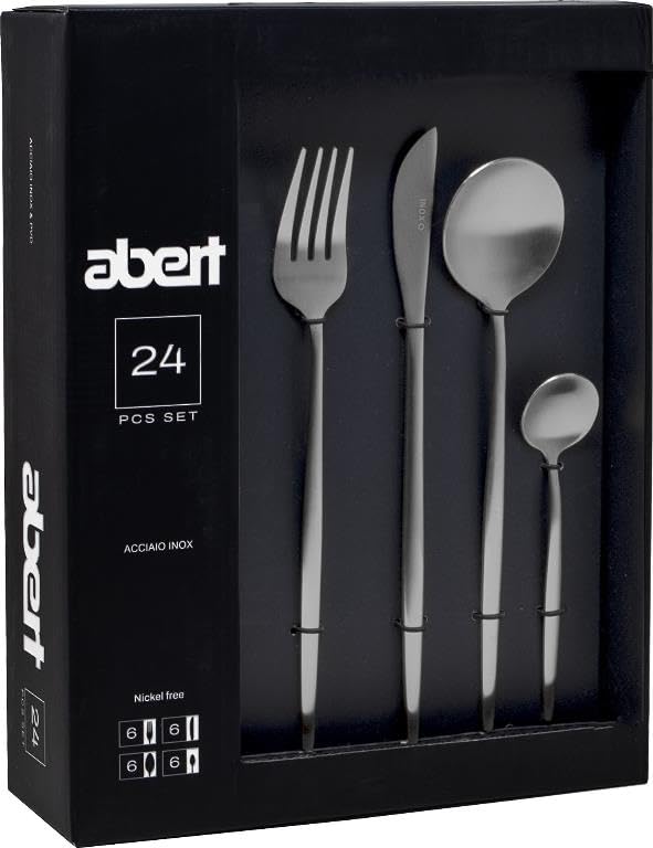 Set 24 Pezzi Servizio di Posate da Tavola Porto Inox Scatola Elegant Abert