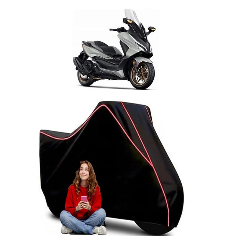 Image of Forza Si Scooty Bike Cover Water Resistant Outdoor Use Universal Fit Scooters Motorcycles Heavy Duty UV Protection Dust Rain Scratch Resistant Elastic Bottom Black Blue Piping