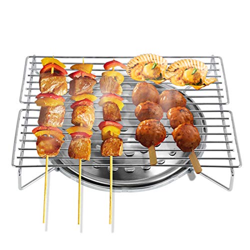 BLACKICE Barbecue Grill Portable,Charcoal Barbecue Grill,Indoors,Camping Outdoor Garden Grill BBQ Utensil,Stainless Steel Smoker BBQ for Picnic Garden Terrace Travel