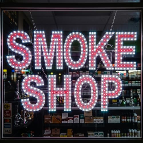 EPL Signs SMOKE SHOP Red LED Sign Sparkling 3G Eye-Catching Commercial Window Display 20x30 Super Bright Storefront Board for Retail Tobacco Shops