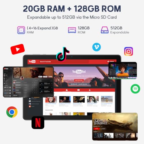 Image of 2026 Upgraded Android 16 Tablet, 10 Inch Tablet with Keyboard 128GB + 20GB