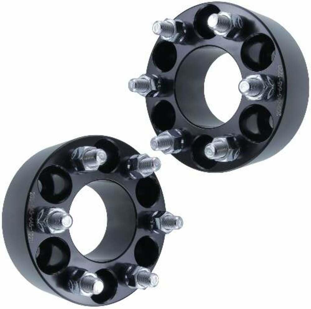 2" 6x4.5 Wheel Spacers - Wider Stance, Increased Clearance, Fits Dodge Dakota Durango - 2 Inch (50mm), 6x114.3, 1/2x20 Studs - Pair of 2 - Black
