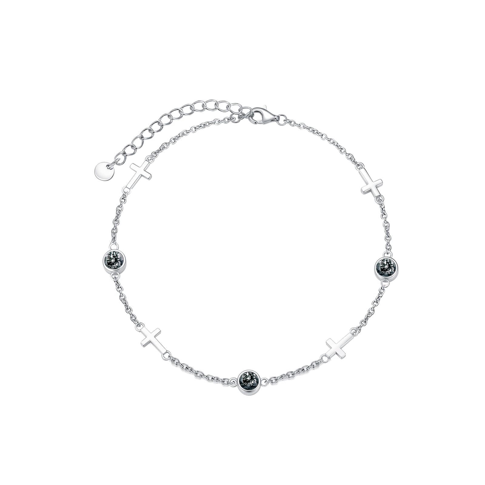 Dorunmo Ankle Bracelet for Women 925 Sterling Silver Natural Stone Bracelet Anklet Summer Beach Jewelry Birthday Gifts for Mom