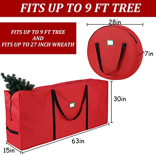 Christmas Tree Wreath Storage Bag, 2 Pack Container Bags Fits Up To 9 Foot Large Artificial Xmas Tree & 30" Holiday Garland Wreaths, 600D Waterproof Oxford Durable Handles & Sleek Zipper & Card Slot #TOP1