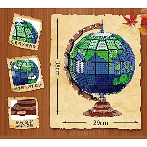 Bausteine Globus 38 cm Weltkugel, 2420 Klemmbausteine – Bild 3