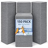 GREEN LIFESTYLE Microfiber Cleaning Cloth 11.5' x 11.5' 150 Pack - Edgeless Microfiber Towels for Cars, Cleaning Rags, Lint Free Car Microfiber Towel, Reusable Cleaning Cloths for House, Garage (Grey)