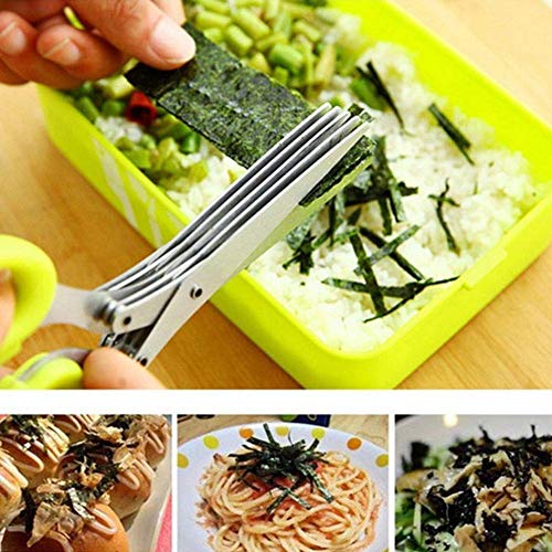 khodal eva ZUNASIKA Updated Scissors Set – Cool Kitchen Gadgets for Cutting Fresh Garden Herbs – Herb Cutter Shears with 5 Blades and Cover, Sharp and Anti-Rust Stainless Steel, Dishwasher Safe