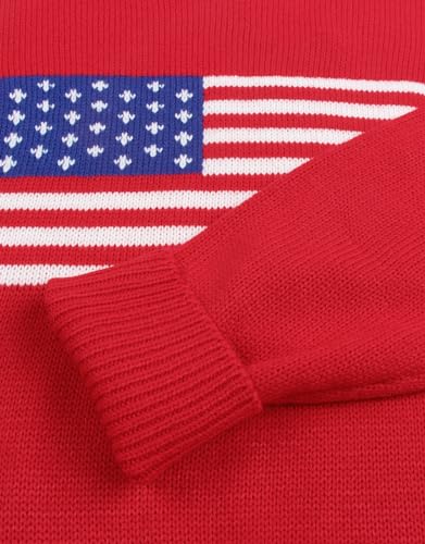Image of Womens American Flag Sweater Crew Neck Casual Pullover Sweater