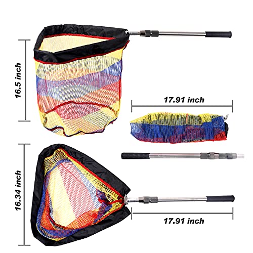 Eoyimeg Fishing Net, Portable Trout Catching Releasing Landing Net Folding Fishing Net With Stainless Steel Collapsible Telescopic Pole Handle (Stainless Steel Telescopic Handle 17.9 Inch) #TOP2