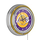 Los Angeles Lakers NBA Chrome Double Ring Neon Clock