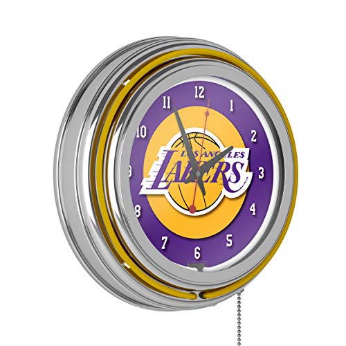Los Angeles Lakers Nba Chrome Double Ring Neon Clock #TOP7