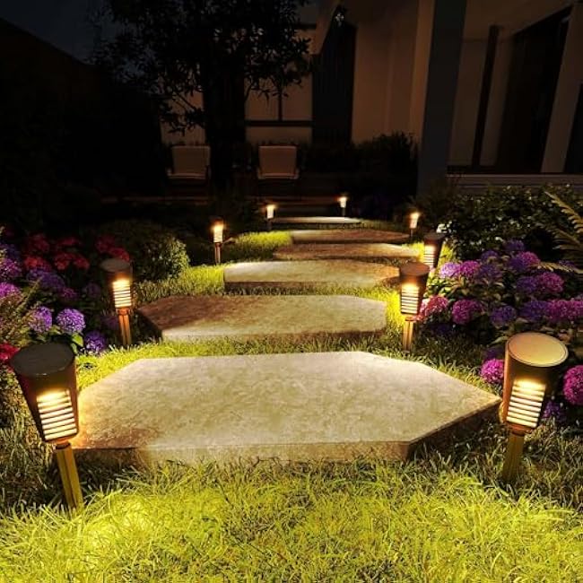 Solar Lights Outdoor Pathway 12 Pack, Solar Pathway Lights Outdoor Auto On/Off Waterproof Garden Landscape Lighting for Path, Yard, Walkway, Driveway, Lawn, Patio, Outside Decor, Warm White