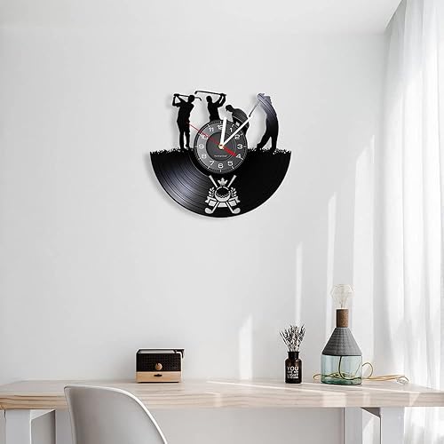 Miniatura 5 de Reloj de pared de disco de vinilo con logotipo de club de golf de 12 pulgadas, funciona con pilas, cuarzo silencioso, sin tictac, juego deportivo,