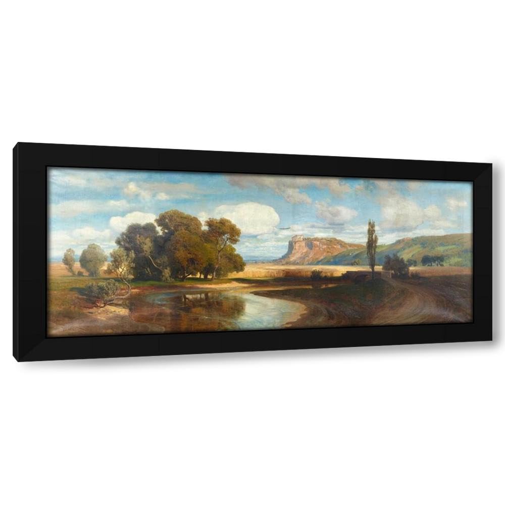 Anton Hlavacek 18x10 Black Modern Framed Art Print Titled: Burg Devín (Theben) an Der Donau