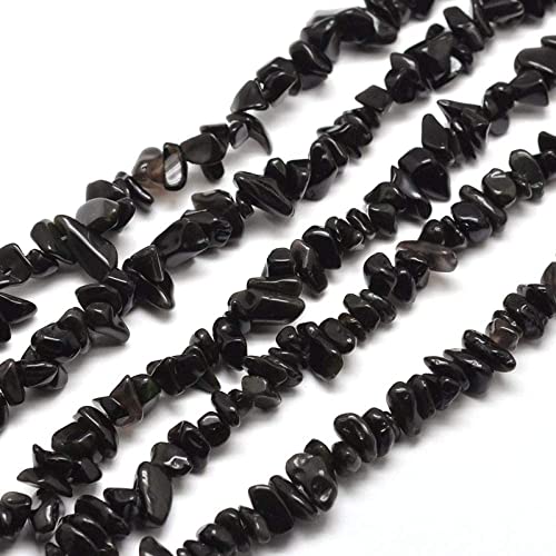 Image of 5-8mm Black Obsidian Chips Natural Chip Stone Beads for Jewelry Making