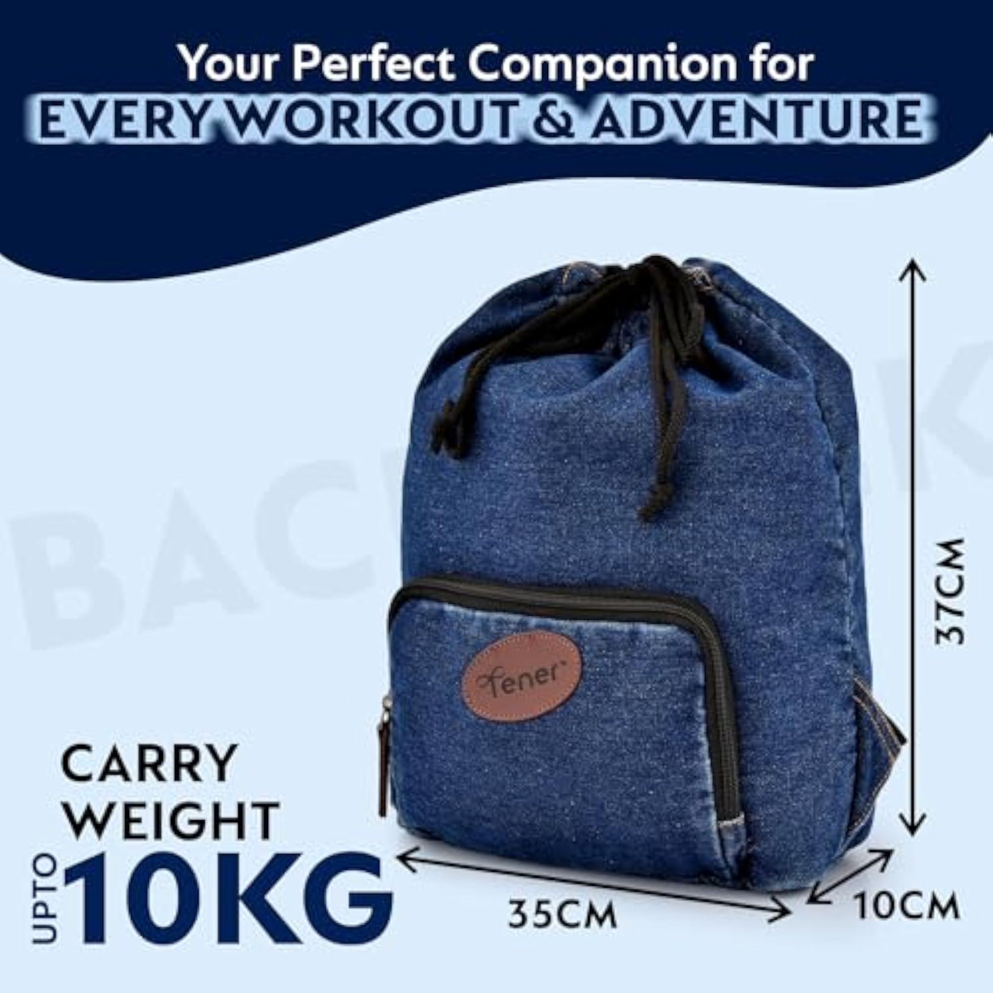 13L Denim Backpack for Unisex, Lightweight Casual Daypack