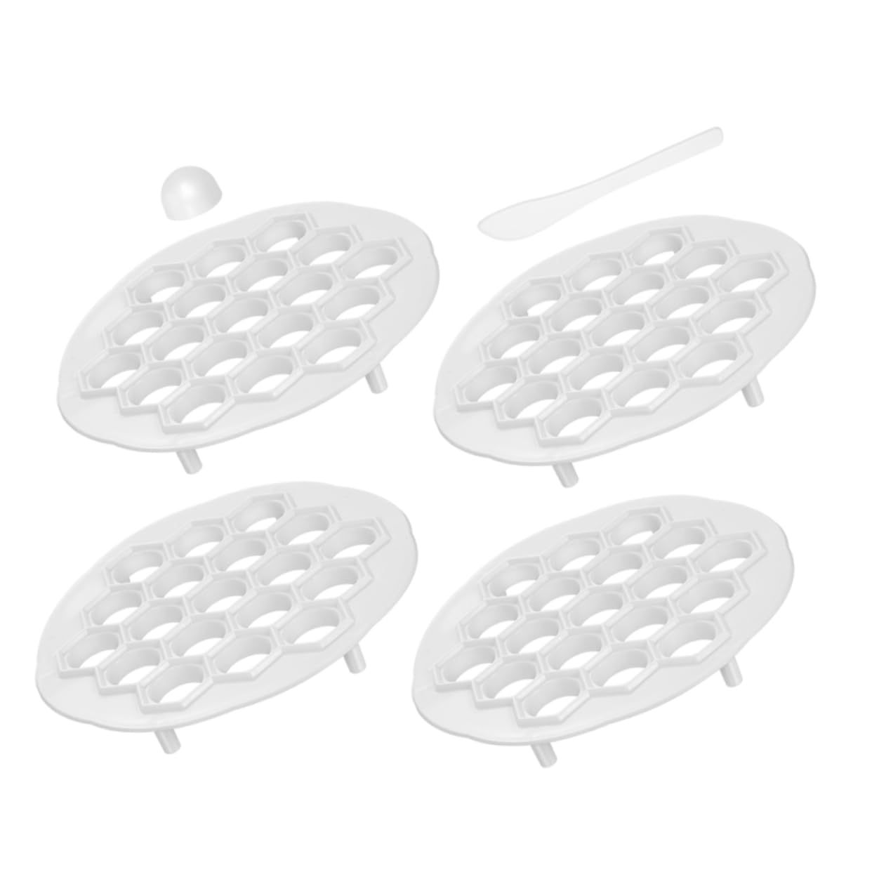 Cabilock 4 Sets Handheld Dumpling Maker Press Ravioli Mold Food Grade Dough Cutter Tool for Quick and Safe Pierogi Wonton Preparation
