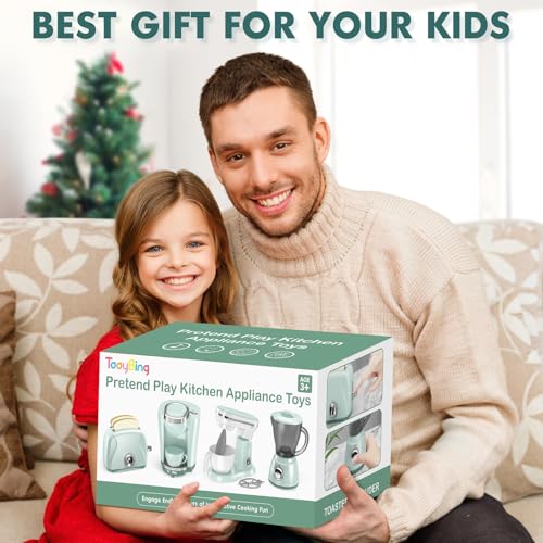 Tooybing TB-CFXJD Pretend Play Kitchen Appliances Toy Set With Coffee Maker Machine, Mixer, Toaster, Blender, Kids Kitchen Playset thumb #6