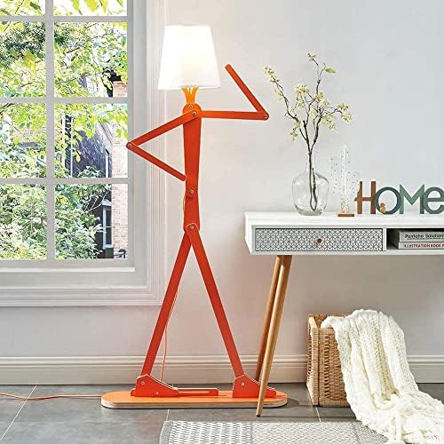 HROOME Cool Creative Floor Lamps Wood Tall Decorative Corner Reading Standing Swing Arm Light for Living Room Bedroom Office Farmhouse Kids Boys Girls Gift - with LED Bulb (Orange) 6 51NcYfrbNeL. AC