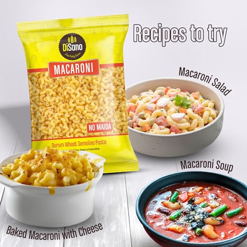 Image of DiSano Macaroni Pasta 850g, Healthy Pasta, Made with 100% Durum Wheat Semolina, 100% Suji, No Maida, Source of Protein & Fibre, Non-Sticky (Pack of 3)