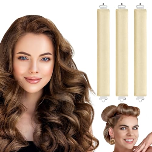 LOPHE 3 Pcs Heatless Hair Curler, Heatless Curls Blowout Rods Headband for All Hair Types Soft Hair Roller Rods with Hook