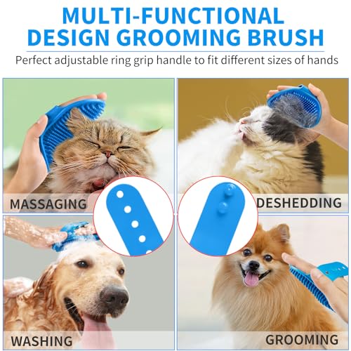 3 Piece Dog Bath Brush Set for Short & Long Hair (Blue)