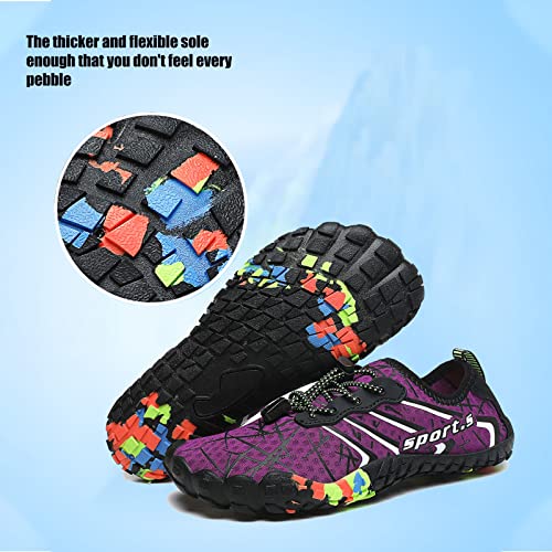 ziitop Badeschuhe Damen Herren Strandschuhe Schnell Trocknend Wasserschuhe Drainagelöcher Strand Schwimmschuhe Unisex Barfußschuhe für Kajakfahren Studio Traillauf Wandern(EU39 Violett)