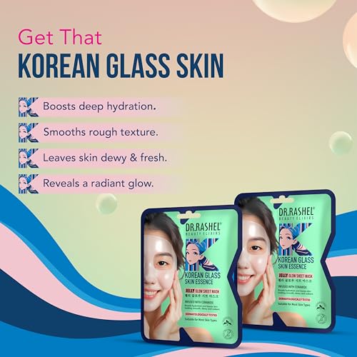 Image of K DERMA Korean Glass Skin Essence Jelly Glow Sheet Mask | With Ceramide | Hydrating & Brightening Face Mask for Smooth Dewy Skin | Dermat Tested | Pack of 3