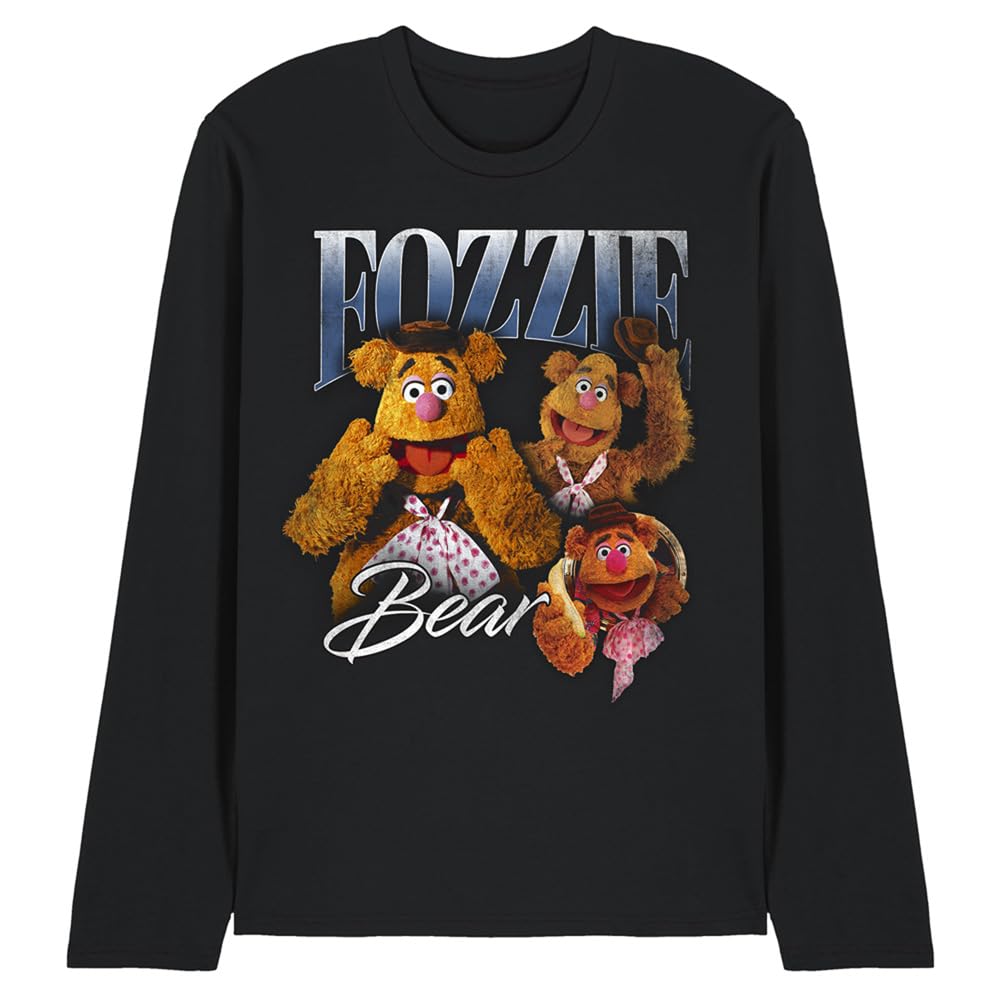 Muppets Disney The Fozzie Bear Homage Unisex Long Sleeve T-Shirt, Black, XX-Large