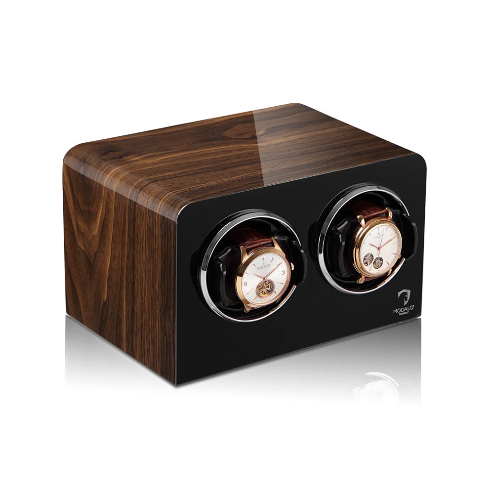 MODALO Uhrenbeweger (Watch Winder) Inspiration MV4 für 2 Uhren Walnuss-Holz Design…