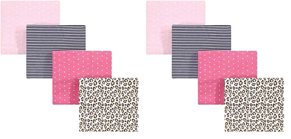 Hudson Baby Unisex Baby Cotton Flannel Receiving Blankets, Leopard, One Size (Pack of 2)