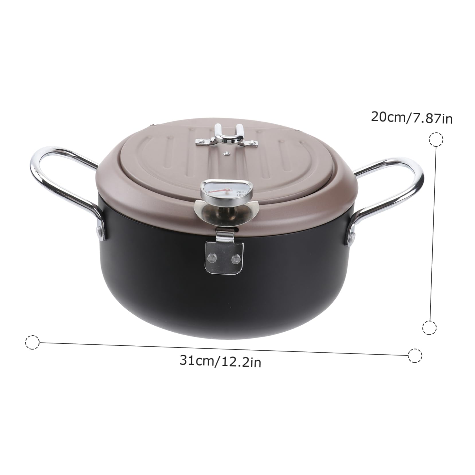 PRETYZOOM Japanese Style Fryer with Lid Oil Filter Rack Large Skillet Lid for Wok Non Stick Pan Cover Cooking Tools 20cm Kitchen Utensil Cover