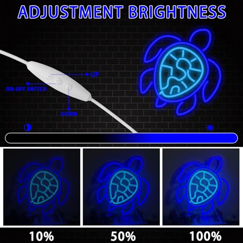 Image of GTOTd Sea Turtle Blue Ocean Wall Art Lamp Led Neon Sign.Cute Christmas Kid Bedroom Decor Gifts Merch Party Supplies for Wall Decorative Acrylic USB Powered Home Night Light Living Kids Room Shop Bar