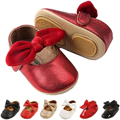 Myleleya Infant Baby Girl Shoes, Bowknot Mary Jane Flats Non-Slip Toddler Walking Shoes Princess Wedding Dress Shoes