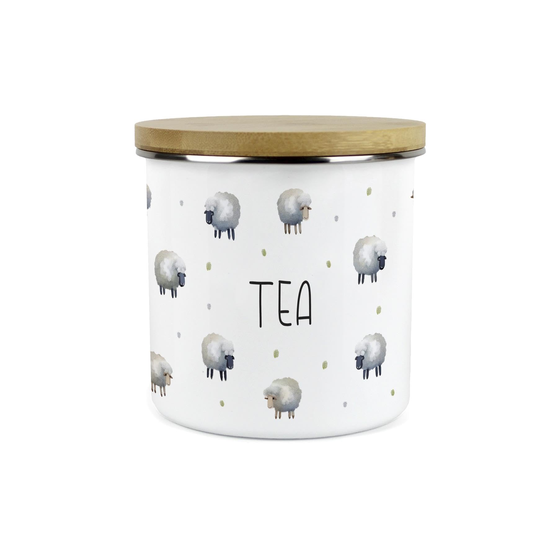 Spring Sheep Tea Canister - Countryside Enamel 1.2L Storage Jar Kitchen Gift