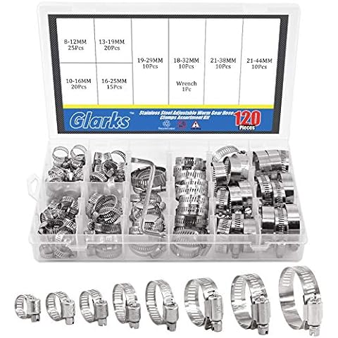 Glarks 120Pcs Adjustable Stainless Steel Hose Clamps Cover
