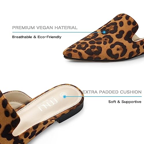 Musshoe Mules For Women Flats Comfortable Pointed Toe Women Mules,Leopard 8 #TOP3