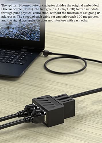 Mvboone Ethernet Splitter 1 To 2 Rj45 Network Male To Female Adapter, Suitable Super Cat5-7, Cmpatible With Adsl/Hubs/Tvs/Set-Top Boxes/Routers/Wireless Devices/Computers #TOP6