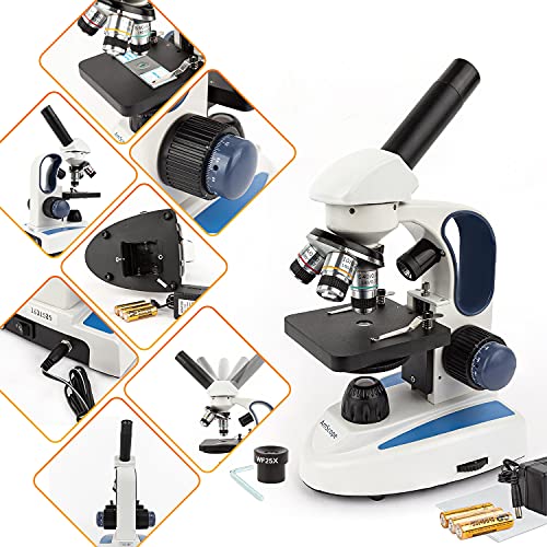 Image of AmScope 40X-1000X Biology Science Metal Glass Student Microscope with 3MP Digital Camera