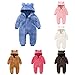 LJHH Barboteuses pour Bébé Combinaison de Neige Garçons Filles Manteau à Capuche à Manches Longues Footed Grenouillères Mignon Ours Oreille Dessin animé Vêtement Chaud Polaire Pyjama 0-24 Mois