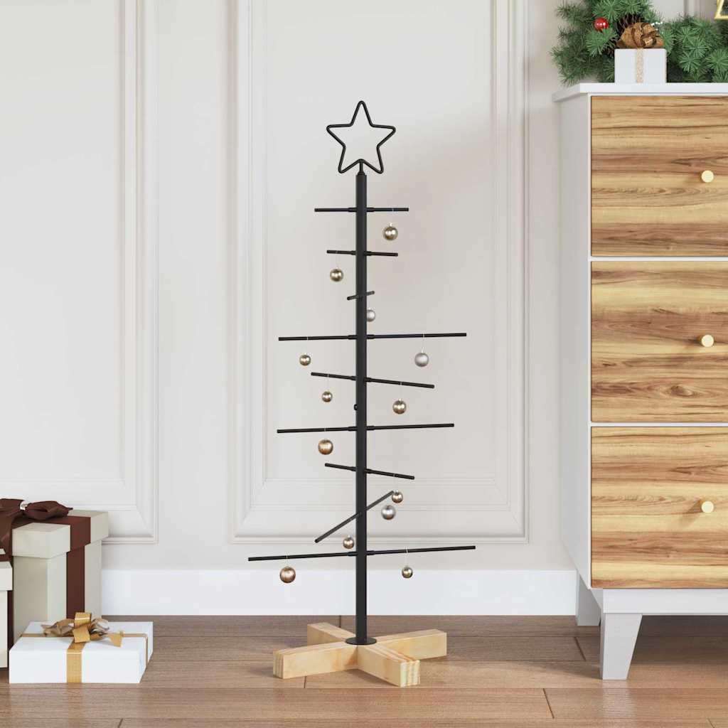 Albero di Natale fai da te in metallo con supporto in legno nero 89 cm – Albero di Natale in metallo 89 cm per decorazione creativa