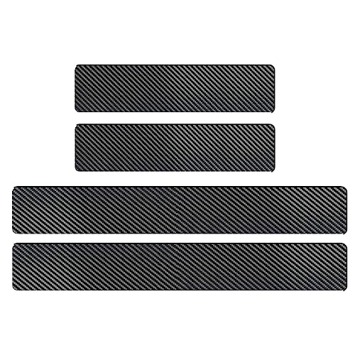 LEXLEY Carbon Fiber Style Leather Door Sill Protector Anti-Dirty Scuff Plate Cover Guard Sills Protector Trim,Welcome Pedal Protect 4PCS -RED