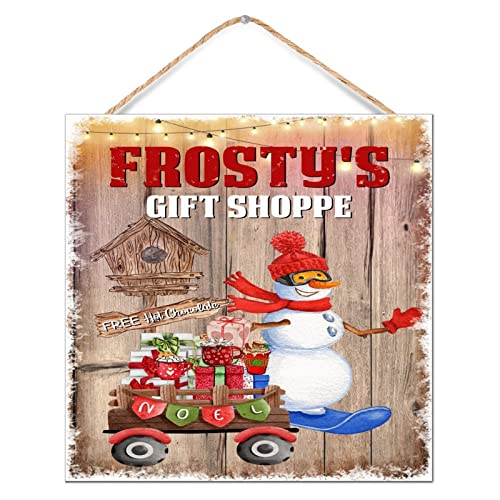 Cadeau givré de Noël bonhomme de neige en bois pour décoration murale de chambre d'enfant