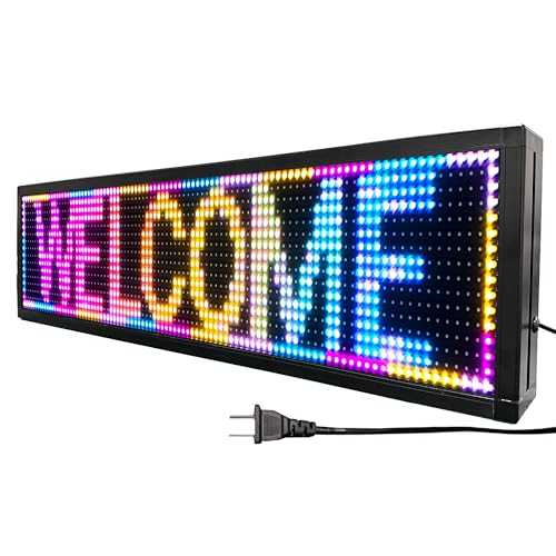 Image of P10 Full-Color WiFi LED Display Sign 26x8 Inch Programmable Digital Board Dynamic Ads for Cafes, Restaurants & Bars Outdoor Waterproof Graphics (IP45)